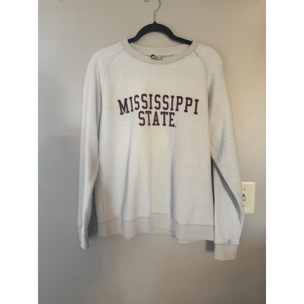 Chicka-d Mississippi State Bulldogs Sherpa Fleece Sweatshirt Gray Maroon Medium